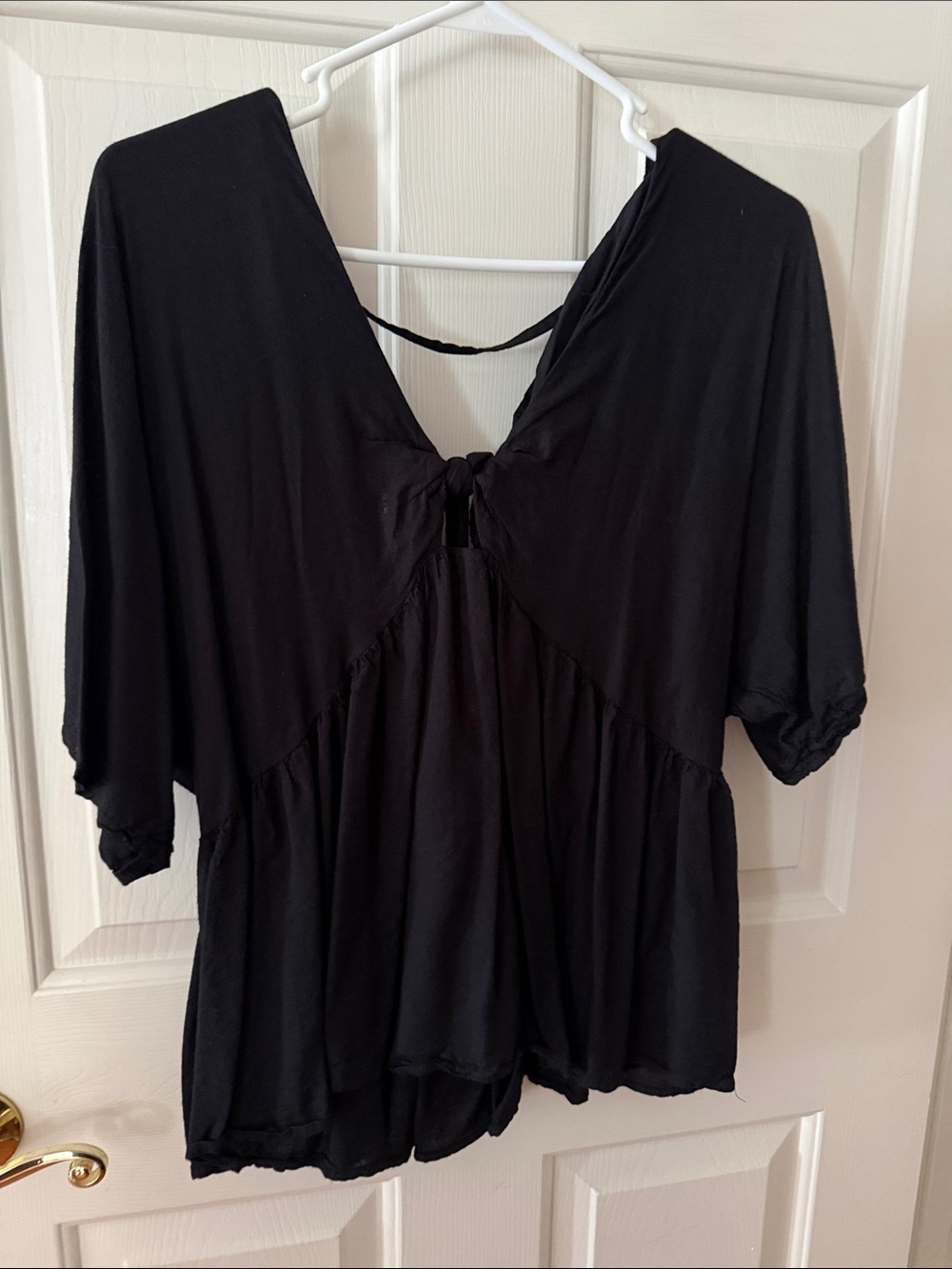ASOS Black V-Neck Tie-Back Tunic Top